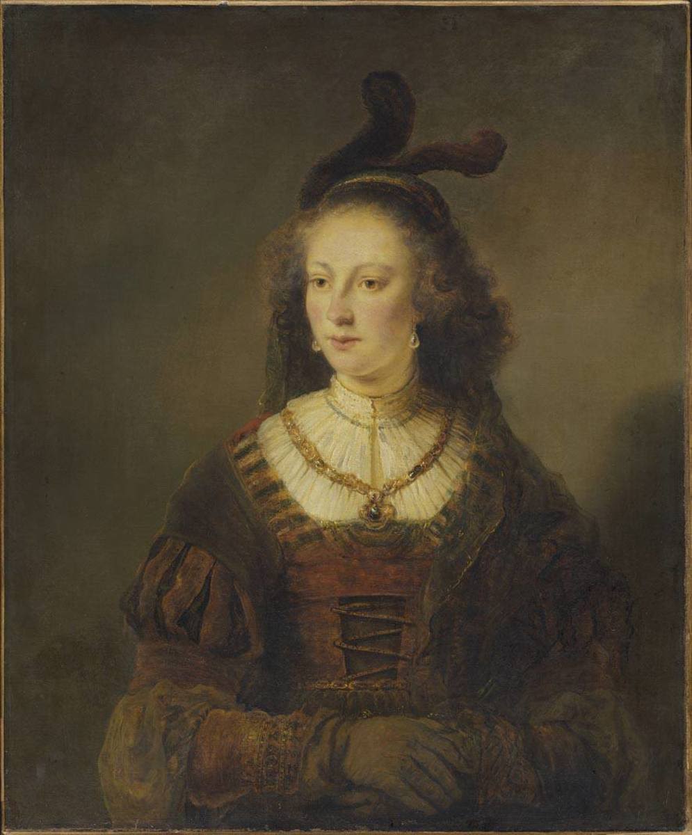 Ferdinand Bol | Bildnis einer Dame | Displayed motifs: Human face, Woman, Clothing, Necklace, Fashion accessory, 