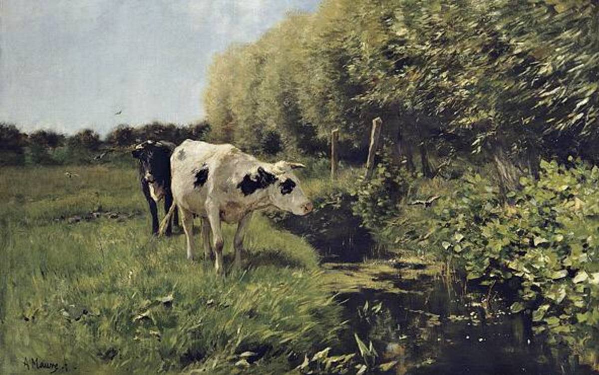 Anton Mauve | Kühe auf der Weide | Displayed motifs: Cattle, Tree, 