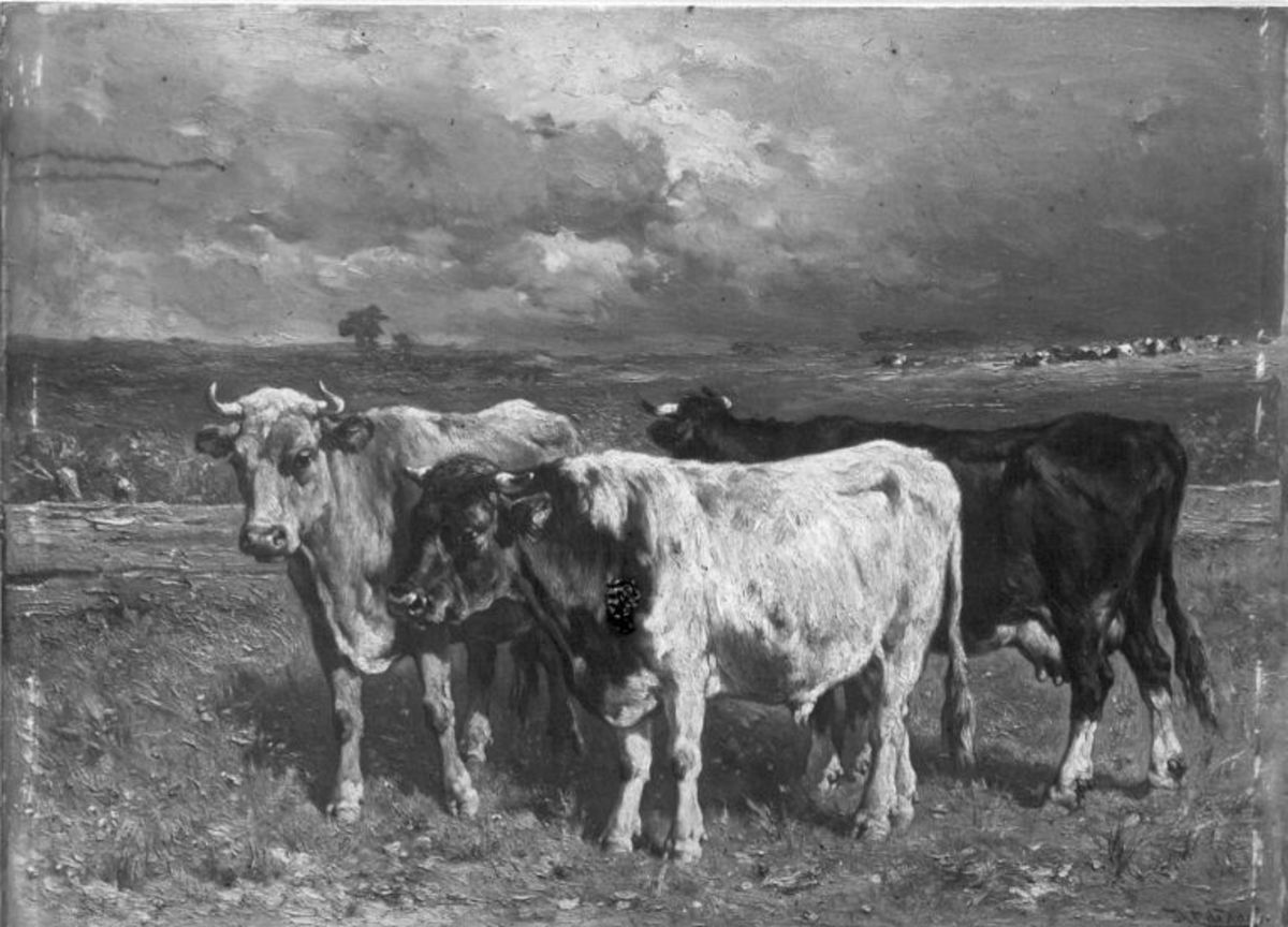 Johannes Hubertus Leonardus (Jean) de Haas | Heranziehendes Gewitter | Displayed motifs: Cattle, 