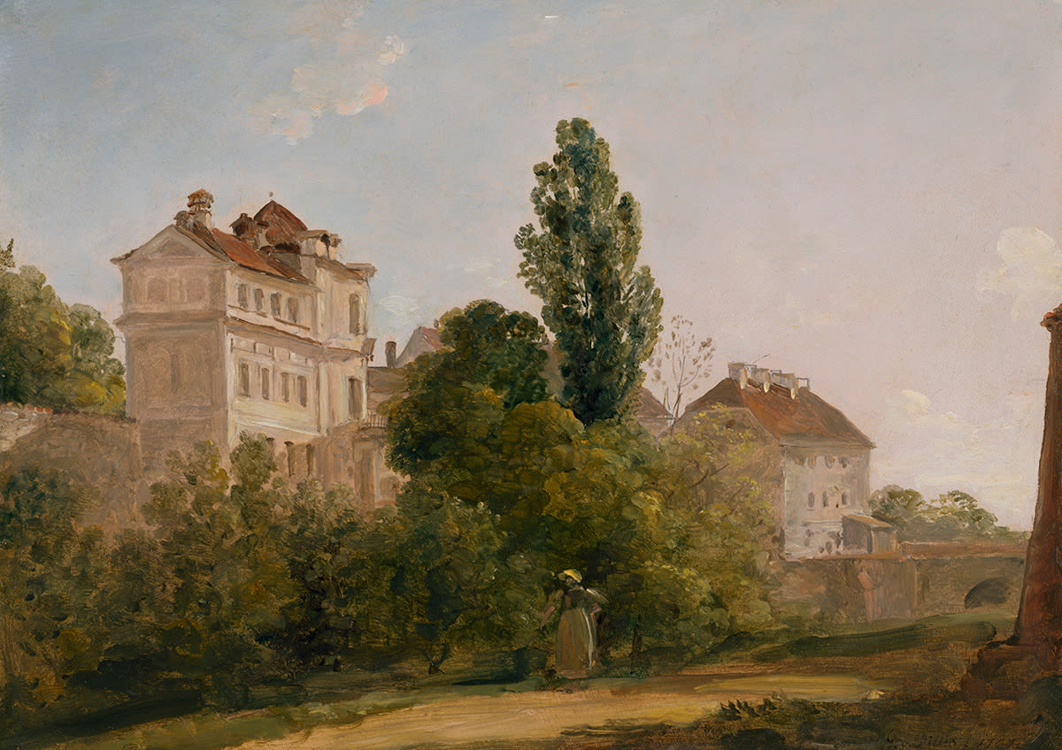 Johann Georg von Dillis | Trivaschlösschen | Displayed motifs: Tree, Castle, Person, Building, Putto, 
