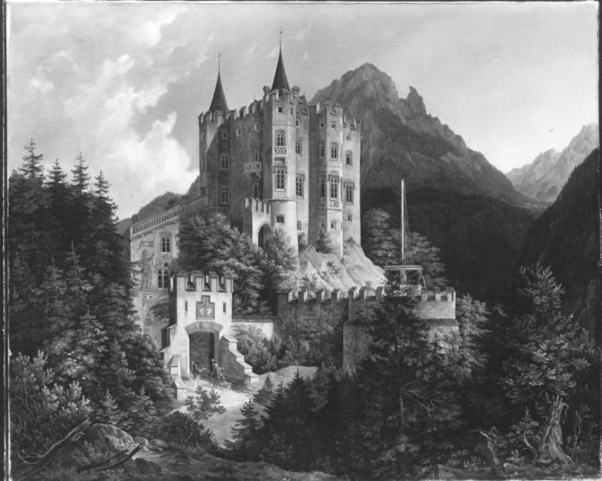 Ferdinand Jodl | Schloss Hohenschwangau | Displayed motifs: Castle, Tree, 