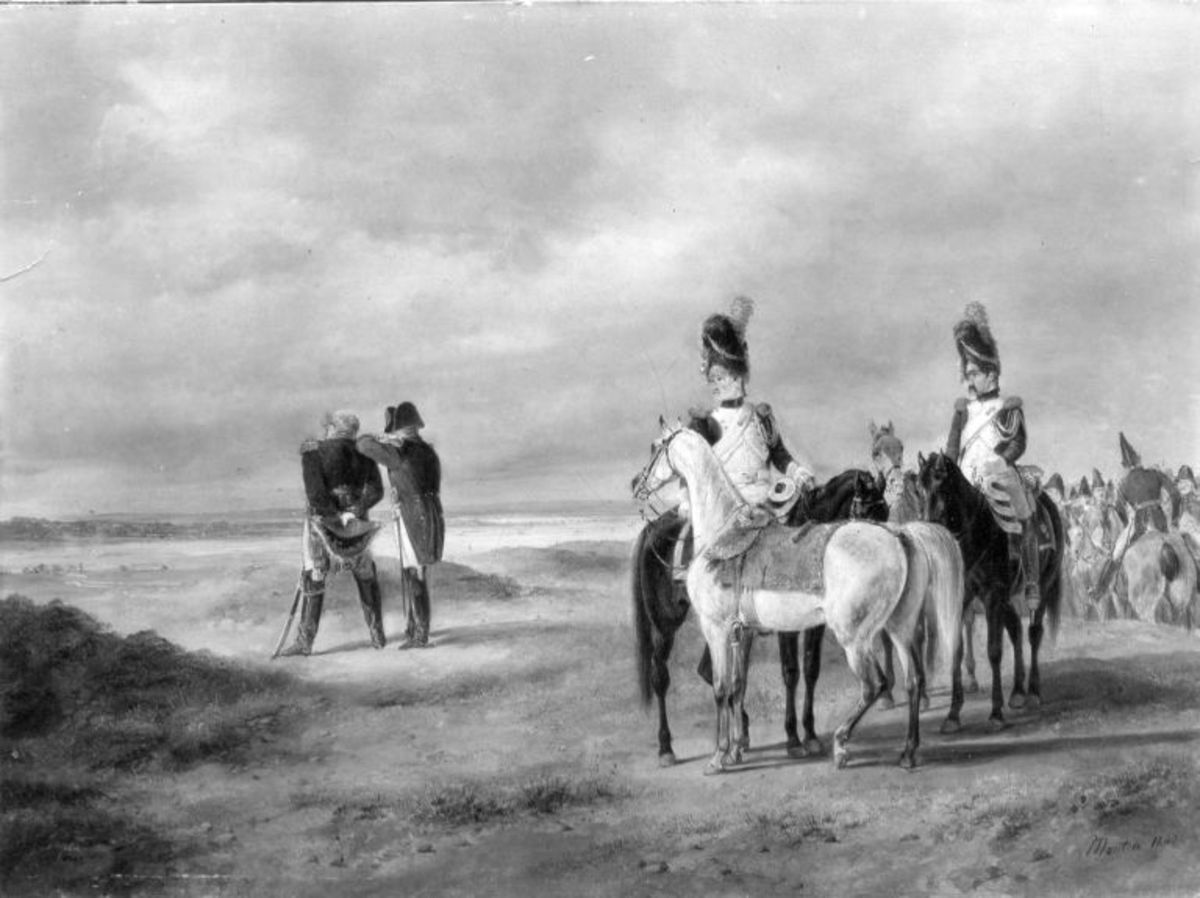 Dietrich Monten | Napoleon auf einer Rekognoszierung | Displayed motifs: Horse, Man, Person, Animal, Mule, Clothing, 