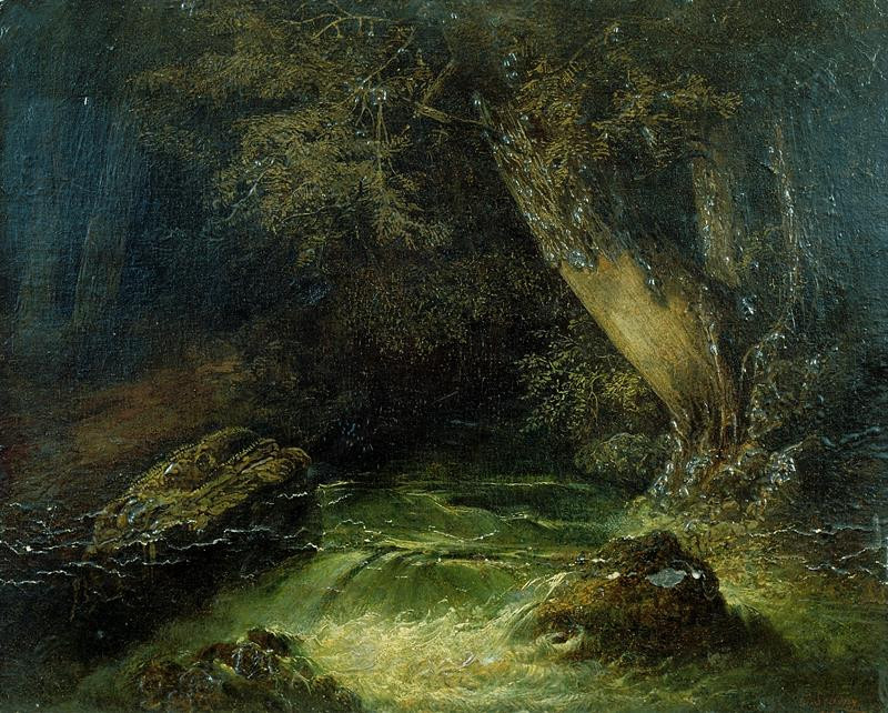 Zelený, Josef | Lesní krajina | Displayed motifs: Tree, Crocodile, 
