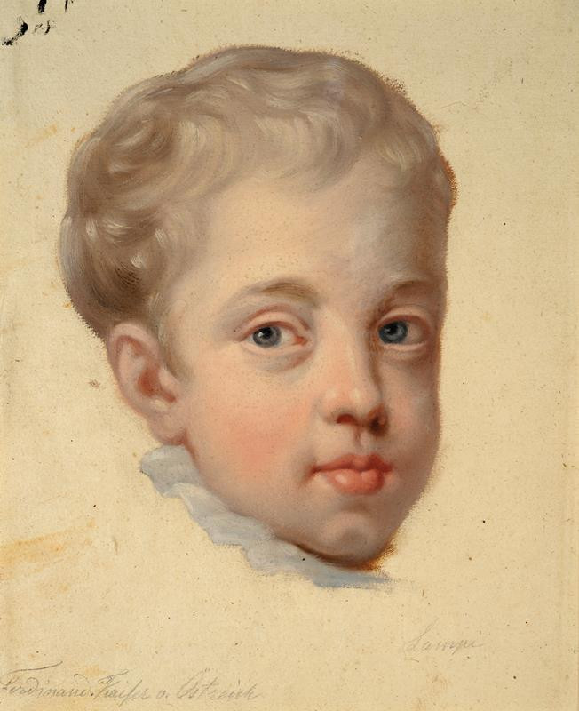Lampi ml, Johann Baptist | Podobizna císaře Ferdinanda I. v dětském věku | Displayed motifs: Human face, Boy, Halo, Putto, Human eye, 