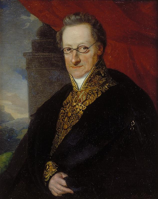 Clarot, Alexander (Alex) | Podobizna hraběte Františka Josefa Žerotína, sv. pána von Lilgenau (1772 - 1845) | Displayed motifs: Human face, Clothing, Man, Glasses, Human hand, Woman, 