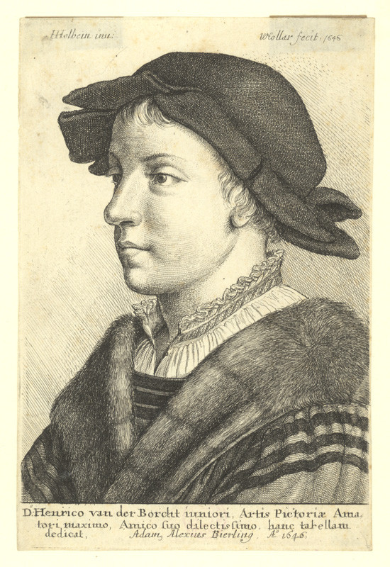 Hollar, Václav | Portrét mladíka, podle Hanse Holbeina | Displayed motifs: Human face, Clothing, Man, Hat, 