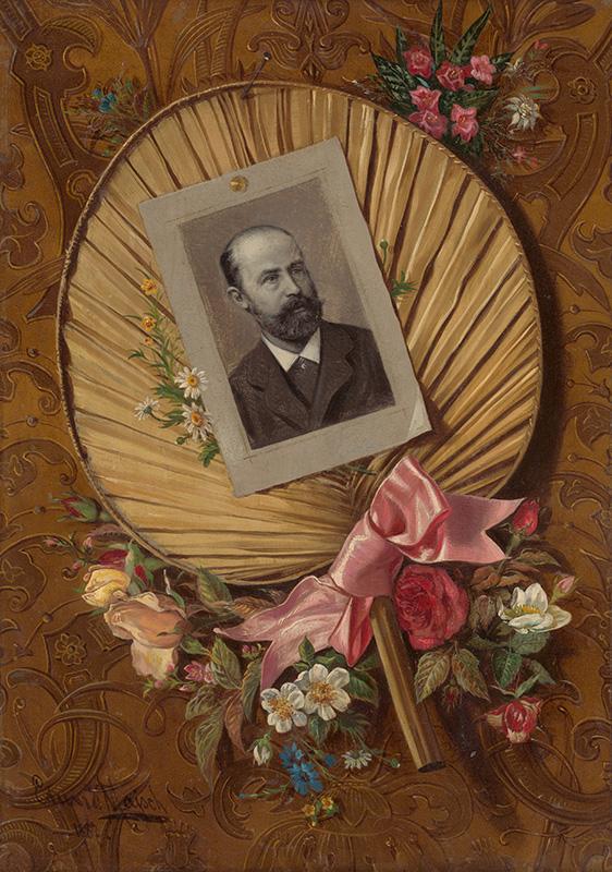 Majsch, Eduard | Portrét Antona Strehlena | Displayed motifs: Rose, Man, Human face, Flower, Clothing, Halo, 