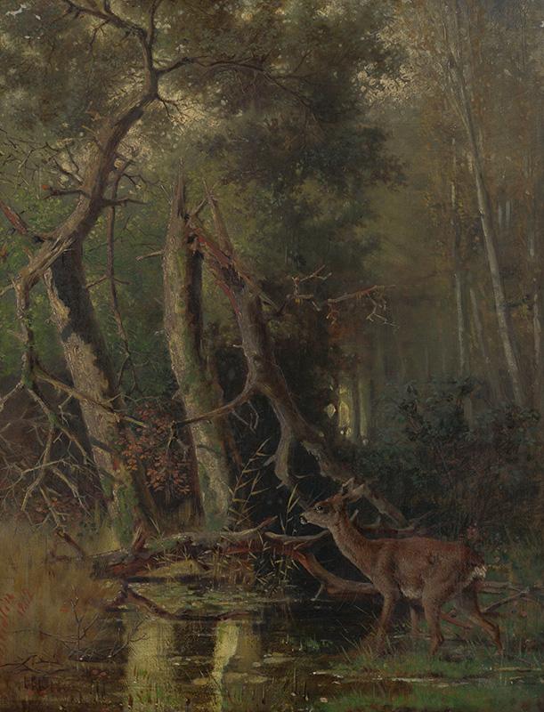 Scheidlin, Friedrich Carl von | Srnka v lese | Displayed motifs: Deer, Tree, 