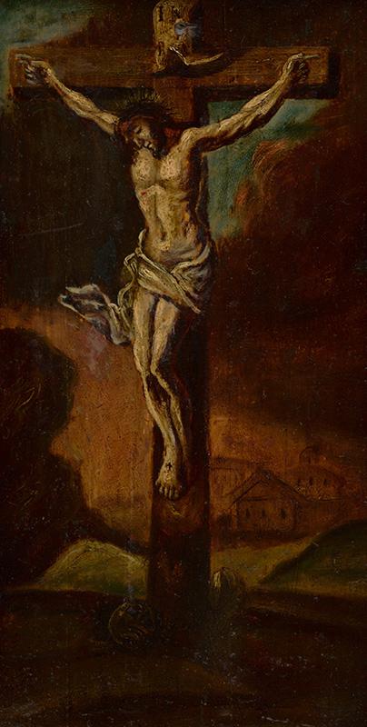 Stredoeurópsky autor | Ukrižovaný Kristus | Displayed motifs: Wound, Crucifixion, Person, Halo, Human face, Thorn crown, Woman, 