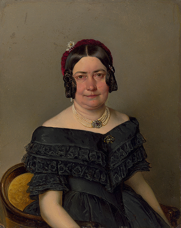 Tastl, Franz Josef | Portrét dámy | Displayed motifs: Woman, Dress, Human face, Fashion accessory, 