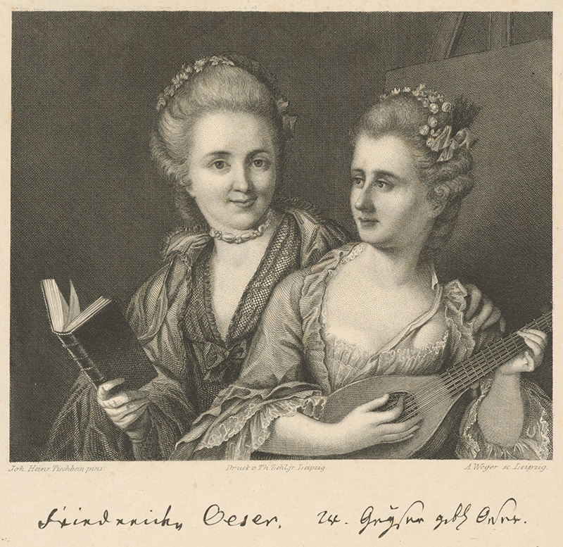 Weger, August, Tischbein, Johann Heinrich | Portrét sestier Oeserových | Displayed motifs: Human face, Woman, Clothing, Guitar, 