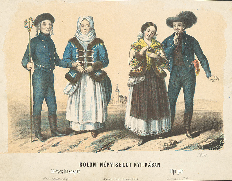 Nyulassy, Lajos, Rohn, Peter | Kroje z Nitry | Displayed motifs: Veil, Clothing, Person, Woman, Human face, Footwear, Man, 