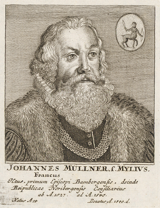 Stredoeurópsky maliar | Portrét J. Müllnera | Displayed motifs: Human face, Coat of arms, Man, Human beard, Clothing, Person, 
