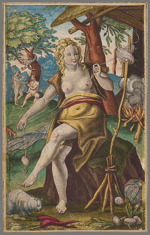 Vos, Maarten de, Collaert, Hans | Eva v raji (1) | Displayed motifs: Carnivore, Human face, Person, Woman, Madonna, Clothing, 