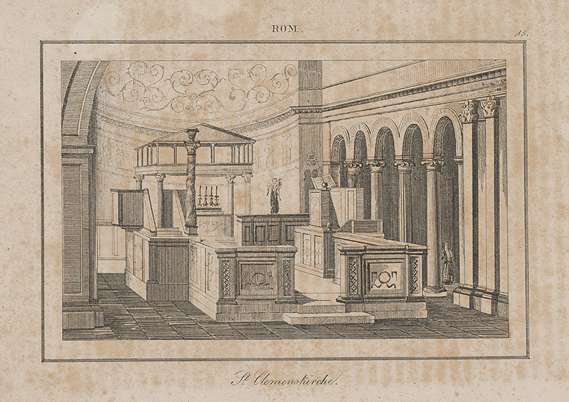 Taliansky autor z 2. polovice 19. storočia | Bazilika sv. Klementa v Ríme | Displayed motifs: Building, Furniture, Latin cross, 
