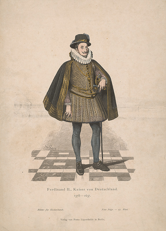 Sulvés, Josef | Portrét cisára Ferdinanda II. | Displayed motifs: Footwear, Person, Human face, Clothing, Man, 