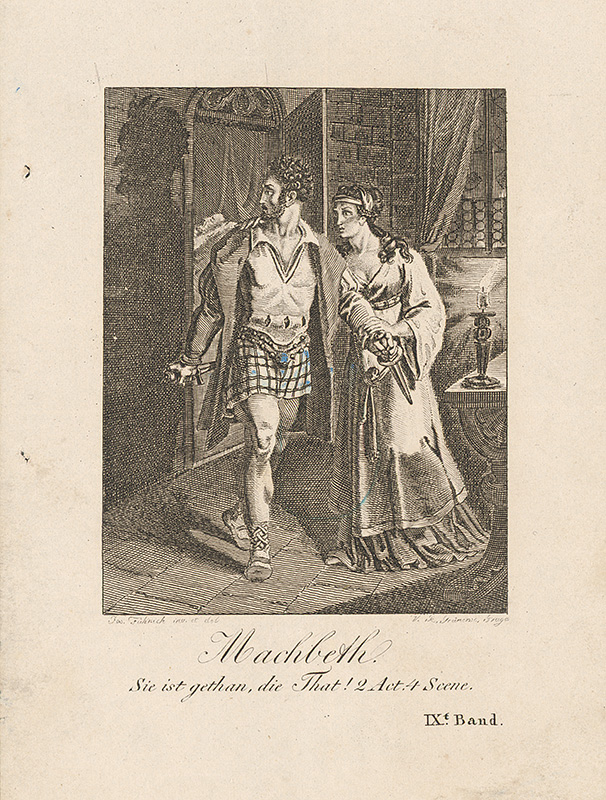 Grüner, Vincent Raimund, Führich, Joseph von | Macbeth | Displayed motifs: Footwear, Man, Clothing, Woman, Human face, 