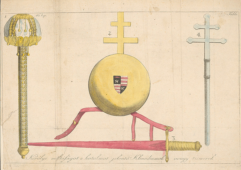 Berken, János | Korunovačné insígnie | Displayed motifs: Coat of arms, Latin cross, Insect, Lamp, 