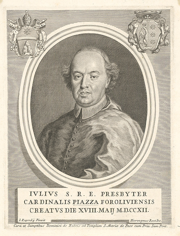Kupecký, Ján, Rossi, Girolamo | Portrét kardinála Júliusa Piazzu v Ríme | Displayed motifs: Coat of arms, Human face, Man, Clothing, 