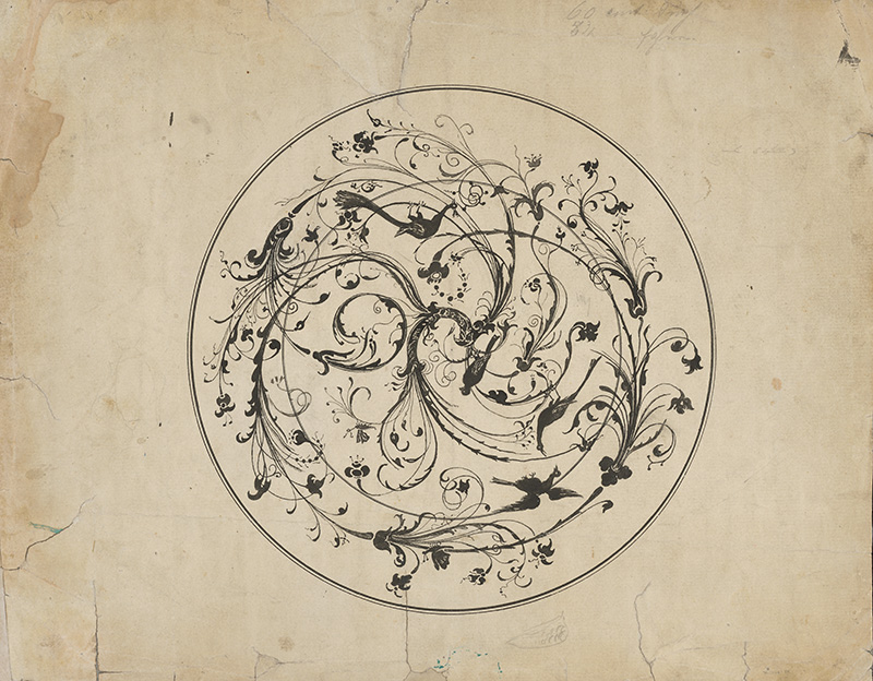 Fadrusz, Ján | Návrh na tanier | Displayed motifs: Platter, Plate, White dove, 