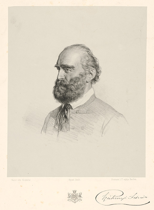 Kriehuber, Joseph | Portrét grófa Štefana Széchenyiho | Displayed motifs: Man, Human face, Clothing, Human beard, White dove, Human head, Human hair, 