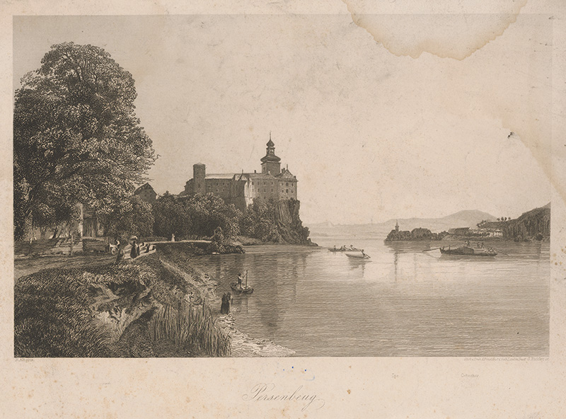 Richter, Johann, Alt, Rudolf | Persenbeug | Displayed motifs: Tree, Castle, Boat, Vehicle, Tower, 