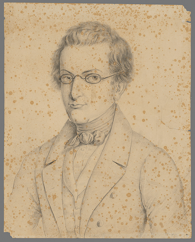 Lütgendorff, Ferdinand Karl Theodor | Portrét bratislavského finančníka Teodora Edla (1815-1882) | Displayed motifs: Human face, Clothing, Glasses, Man, Person, Halo, 