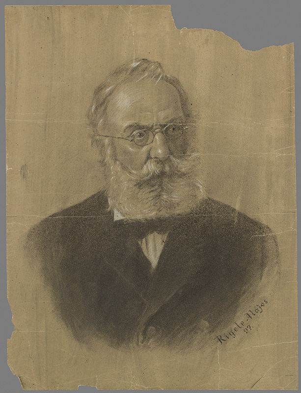 Rigele, Alojz | Portrét starého vedca | Displayed motifs: Human face, Man, Clothing, Glasses, 
