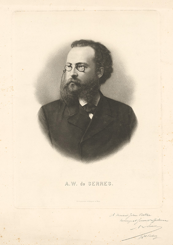 Angerer, Viktor | Portrét A.W. de Serres | Displayed motifs: Man, Human face, Clothing, Glasses, Human hair, 