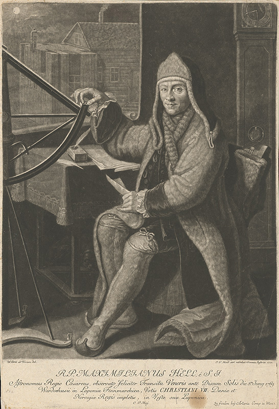 Haid, Johann Jacob, Pohl, Wenzel | Astronóm Maximilián Hell | Displayed motifs: Veil, Human face, Clothing, Man, Footwear, Person, 