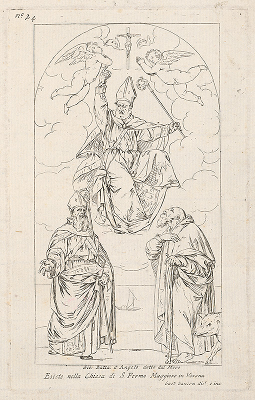 Zancon, Gaetano, D'Angelo, Gio.Batta | Biblická scéna | Displayed motifs: Miter, Angel, Clothing, Human face, Man, Putto, Person, 