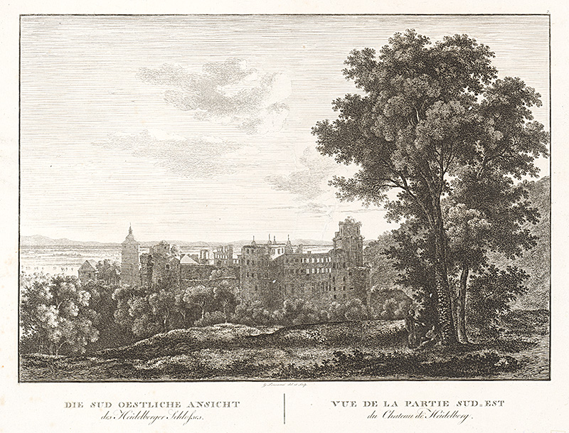 Primavesi, Georg | Južný pohľad na Heidelberský zámok | Displayed motifs: Tree, Castle, 