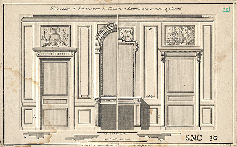 Berthaul, Boucher, François | Architektonické návrhy na dekoratívne riešenie dverí | Displayed motifs: Door, Window, House, Cabinetry, 