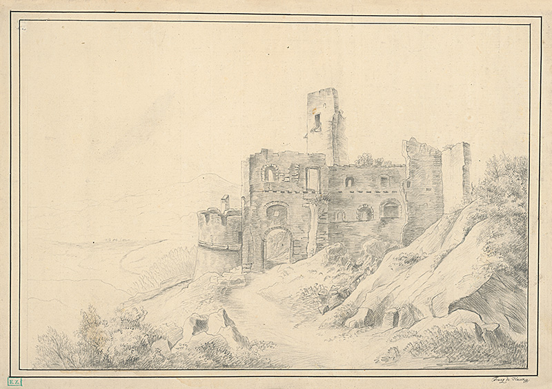 Hauer, Franz | Zrúcanina hradu | Displayed motifs: Castle, Tree, 