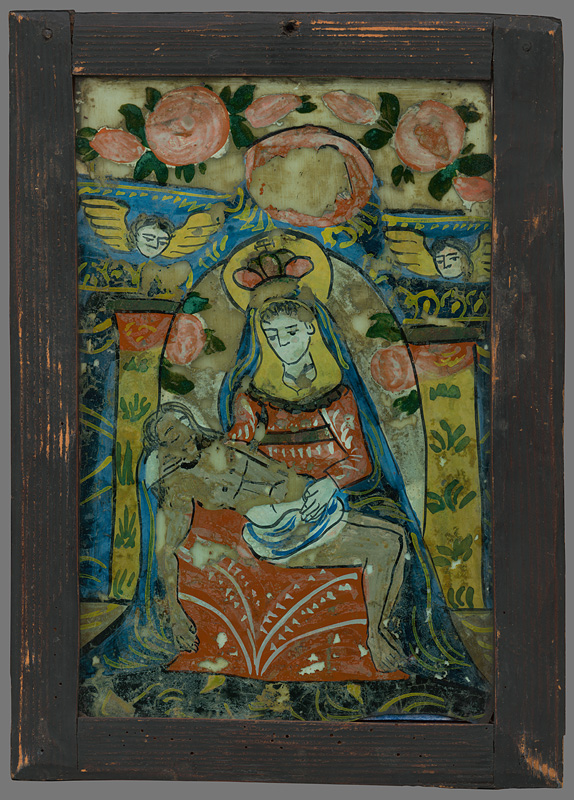 Neznámy autor | Pieta | Displayed motifs: Clothing, Madonna, Human face, Woman, Food, Person, Coat of arms, 