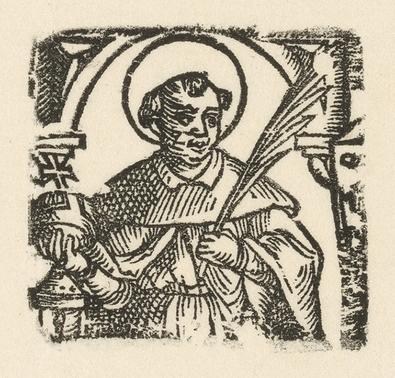Moravský grafik z polovice 17. storočia | Sv. Anton | Displayed motifs: Halo, Human face, Person, Clothing, 