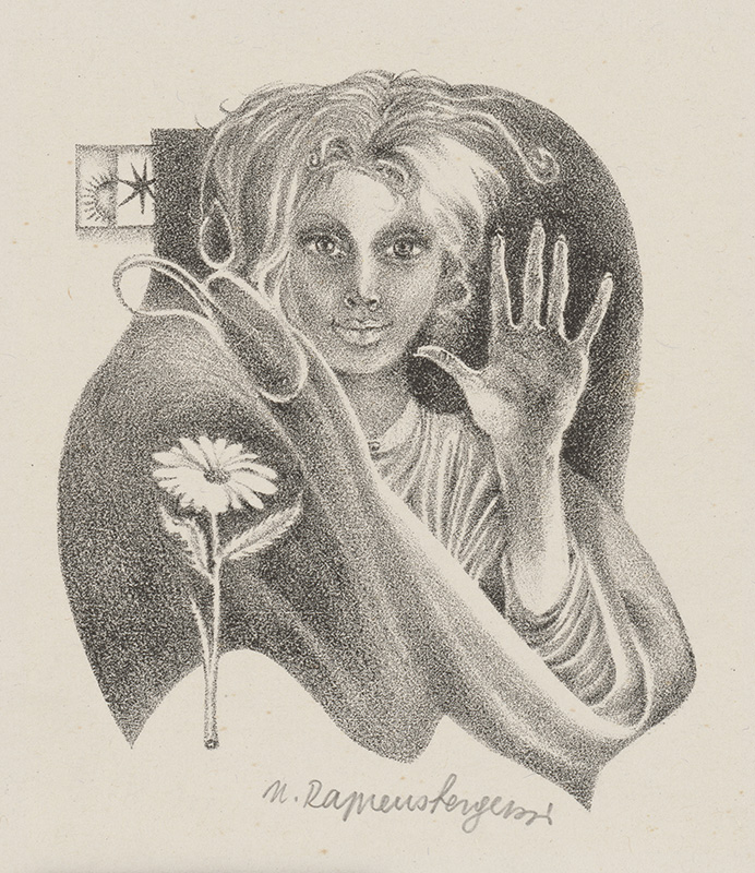 Rappensbergerová-Jankovičová, Naďa | Novoročenka 1971 | Displayed motifs: Human face, Flower, Woman, Clothing, Human hand, 