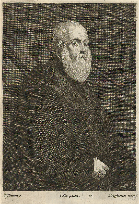 Vorsterman ml., Lucas, Teniers ml., David, Tintoretto, Jacopo | Portrét muža | Displayed motifs: Man, Clothing, Human face, Human beard, Human hand, 