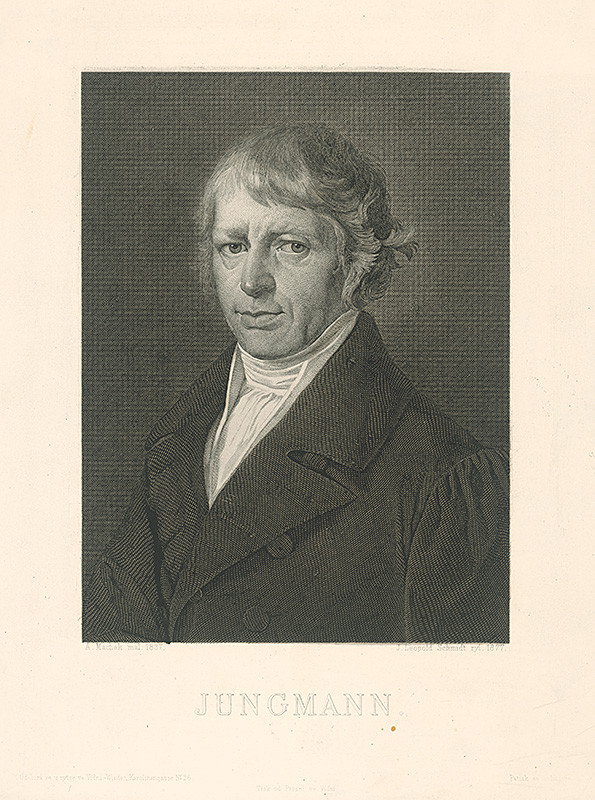 Schmidt, J. Leopold, Machek, Antonín | Podobizeň Jozefa Jungmanna | Displayed motifs: Human face, Man, Suit, Clothing, 