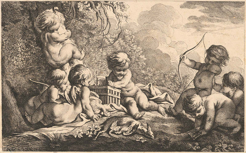 Böck, Johann Gottfried, Boucher, François | Loviaci putti | Displayed motifs: Putto, Human face, Man, Person, Angel, 