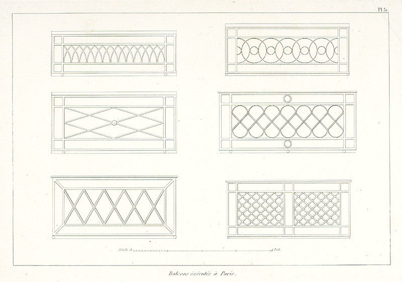 Neznámy autor, Normand, A. | Návrh na balkóny | Displayed motifs: Window, Coat of arms, 