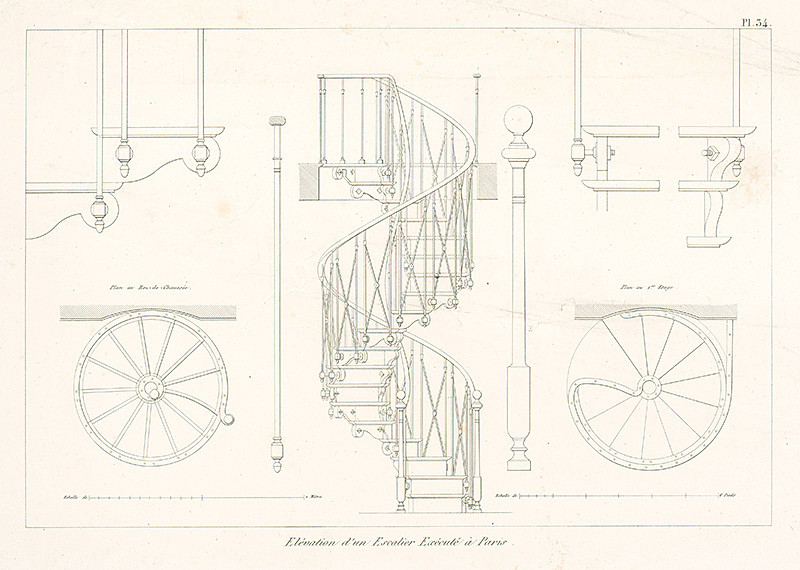 Normand, A., Neznámy autor | Návrh na konštrukciu schodiska | Displayed motifs: Ladder, Wheel, Coat of arms, 