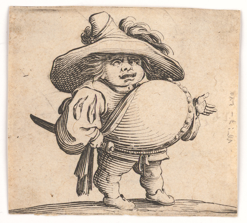 Callot, Jacques | Tlstý malý žoldnier | Displayed motifs: Human face, Sun hat, Halo, Person, Footwear, Mammal, Hat, 