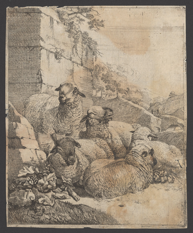 Roos, Johann Heinrich | Stádo oviec | Displayed motifs: Sheep, Angel, 
