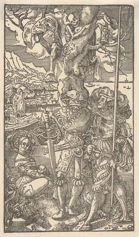 Graf, Urs | Smrť a Landsknechti | Displayed motifs: Human face, Putto, Person, Skull, Clothing, 