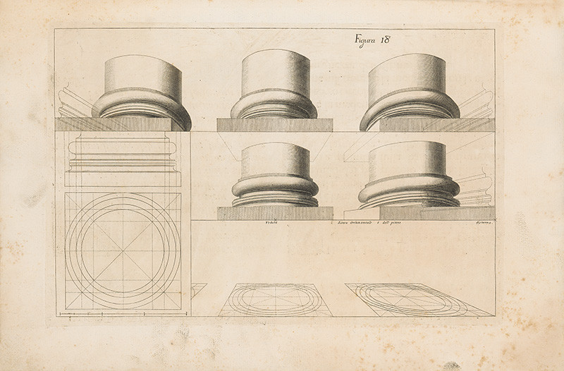 Mariotti, Vincenzo, Puted, Andrea, Pozzo, Andrea, Mariotti, Vincenzo | Figura decimaoctava | Displayed motifs: Door, Hat, Fedora, Coat of arms, 