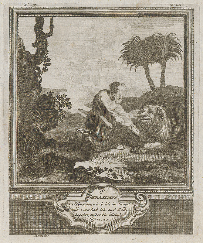 Rentz, Michael Heinrich | S. Gerasimus | Displayed motifs: Tree, Tiger, Man, Person, Clothing, 