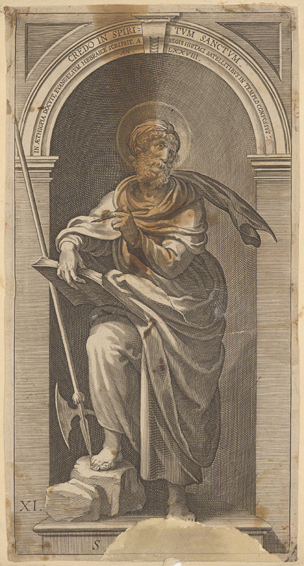 Goltzius, Hendrick | Credo in Spiritum sanctum | Displayed motifs: Halo, Angel, Person, Human head, Human face, Clothing, Man, 