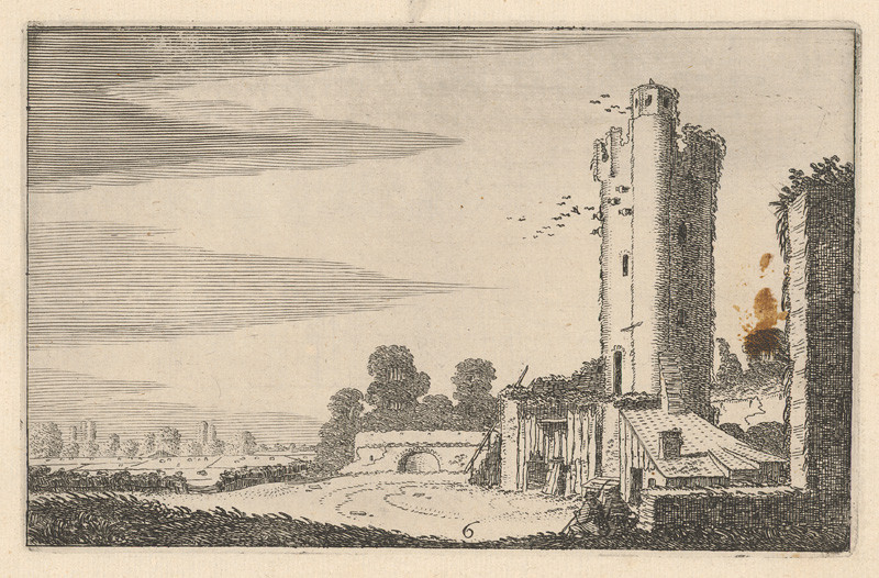 Velde ml., Jan van de, Visscher, Claes Jansz. | 61.list z albumu | Displayed motifs: Tower, Tree, 