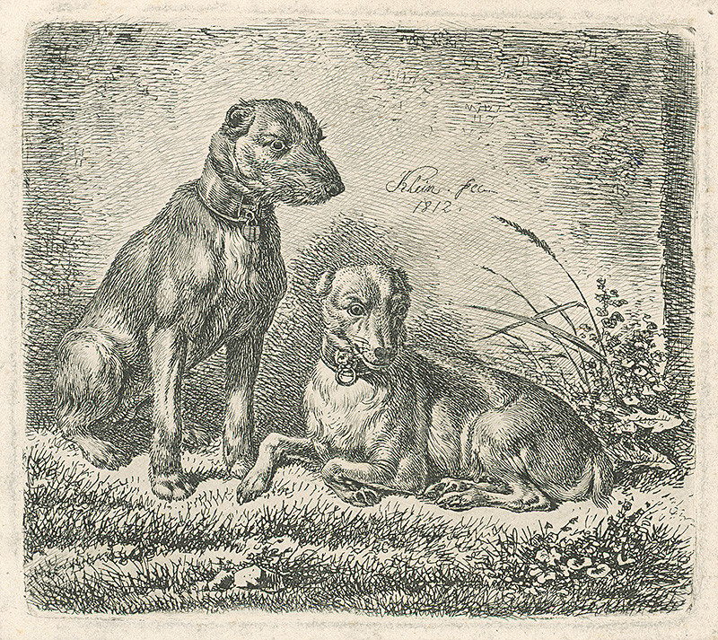 Klein, Johann Adam | Dvaja psi | Displayed motifs: Dog, Carnivore, Animal, Mammal, 